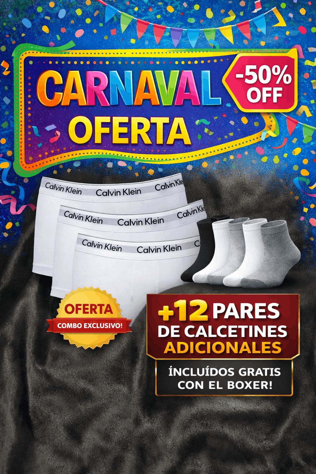 🔥OFERTA BÓXER Calvin Klein X12 - COMPRE 6 Y LLÉVESE 12 + 12 Calcetines🔥