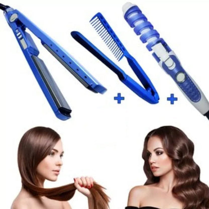 Super Combo 3X1 Plancha Digital + Rizador + Peine + Envío Grátis